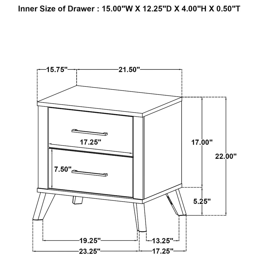 Kaywood 2-drawer Nightstand Bedside Table Natural Pine. Picture 13