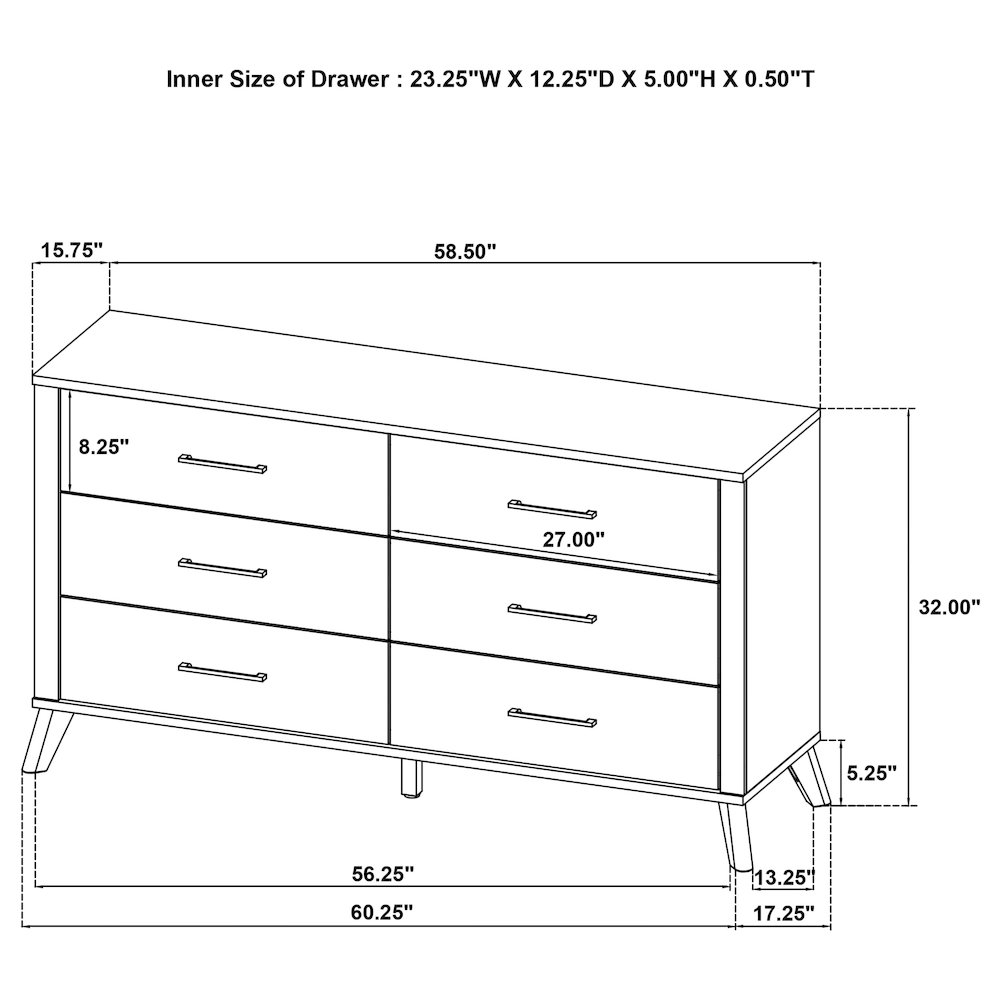 Kaywood 6-drawer Dresser Cabinet Natural Pine. Picture 15