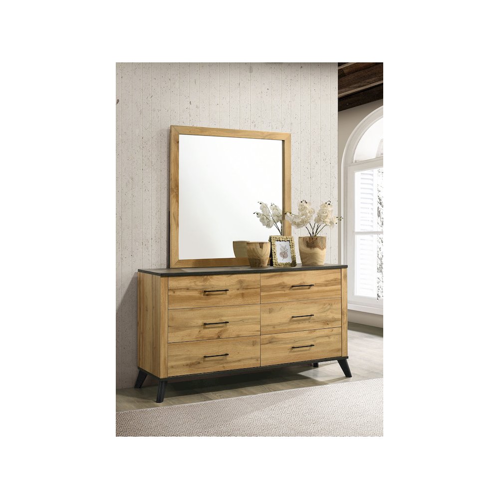 Kaywood 6-drawer Dresser and Mirror Natural Pine. Picture 10