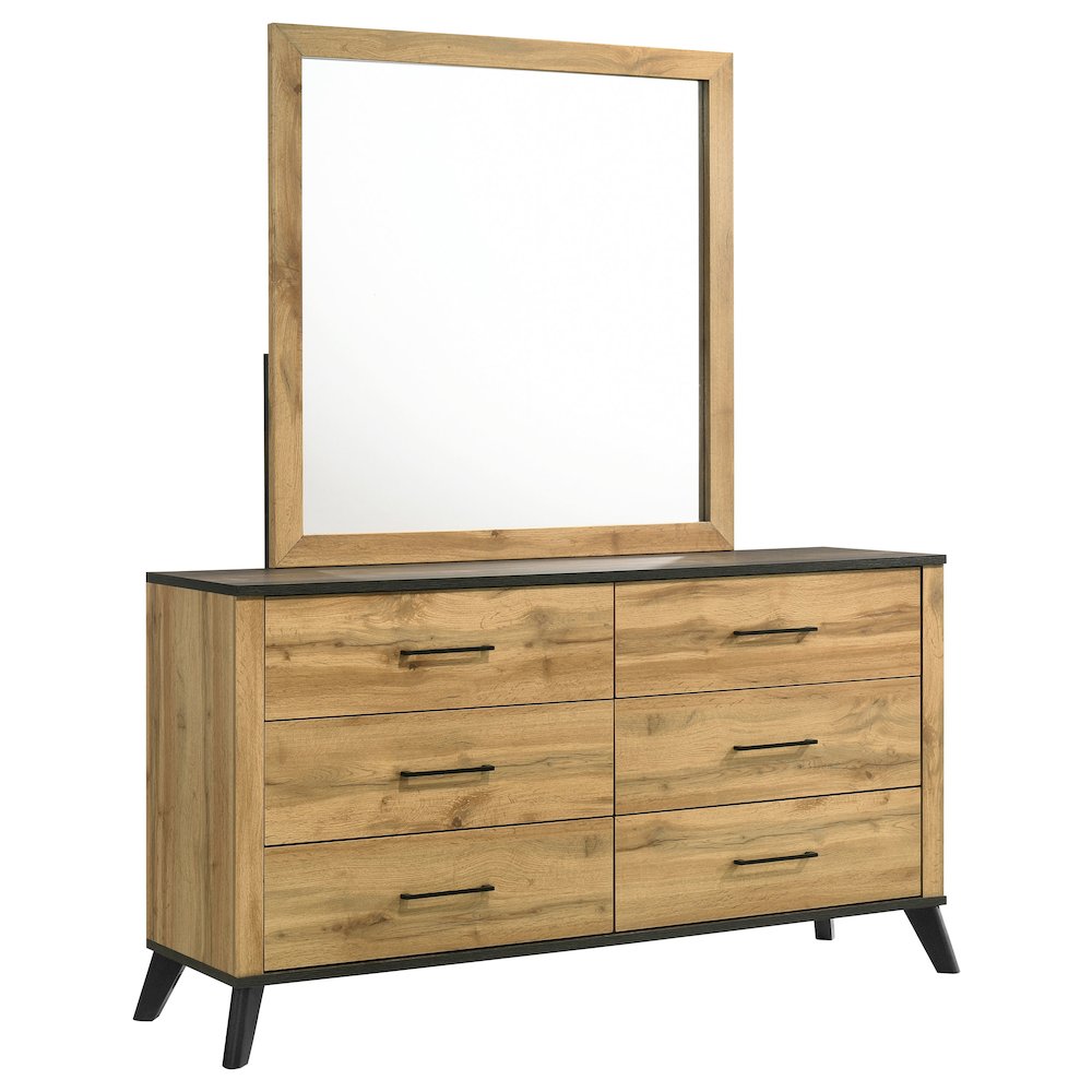 Kaywood 6-drawer Dresser and Mirror Natural Pine. Picture 1