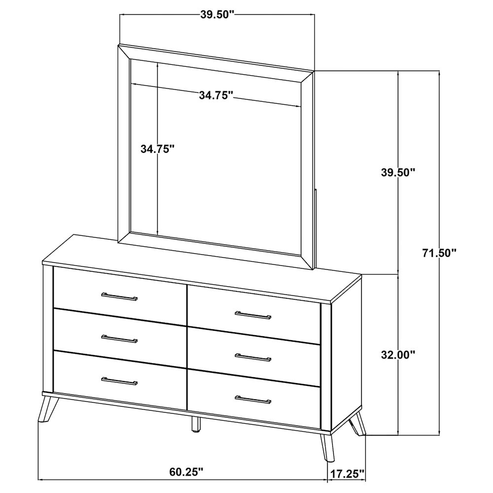 Kaywood 6-drawer Dresser and Mirror Natural Pine. Picture 15
