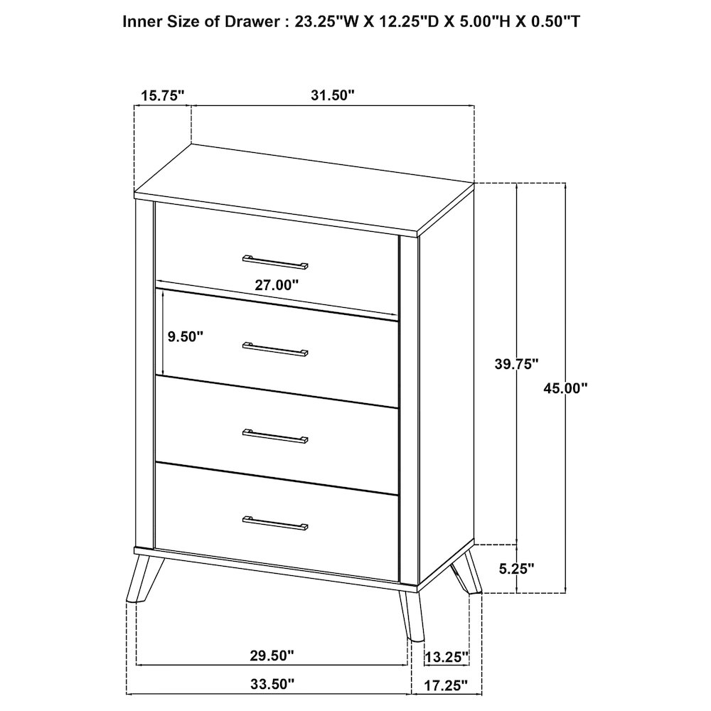 Kaywood 4-drawer Bedroom Chest of Drawers Natural Pine. Picture 14