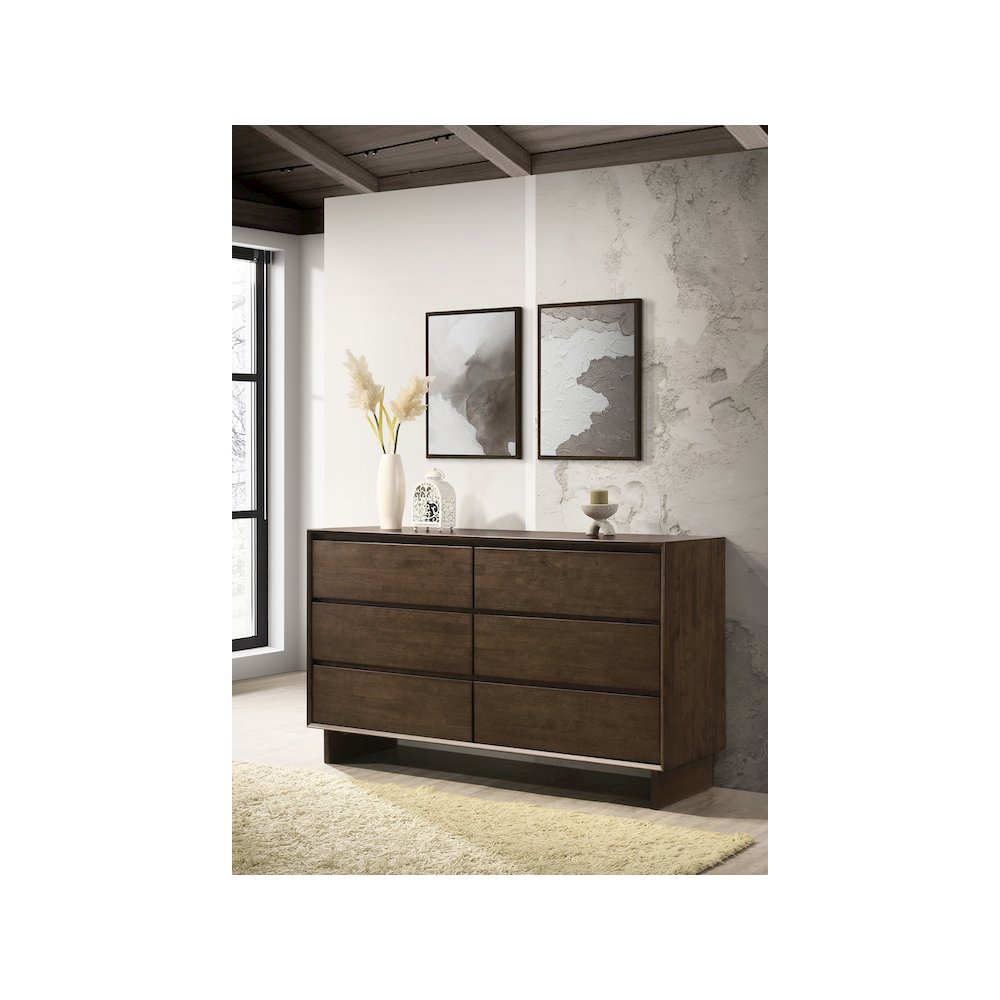 Glenwood 6-drawer Dresser Cabinet Warm Brown. Picture 10