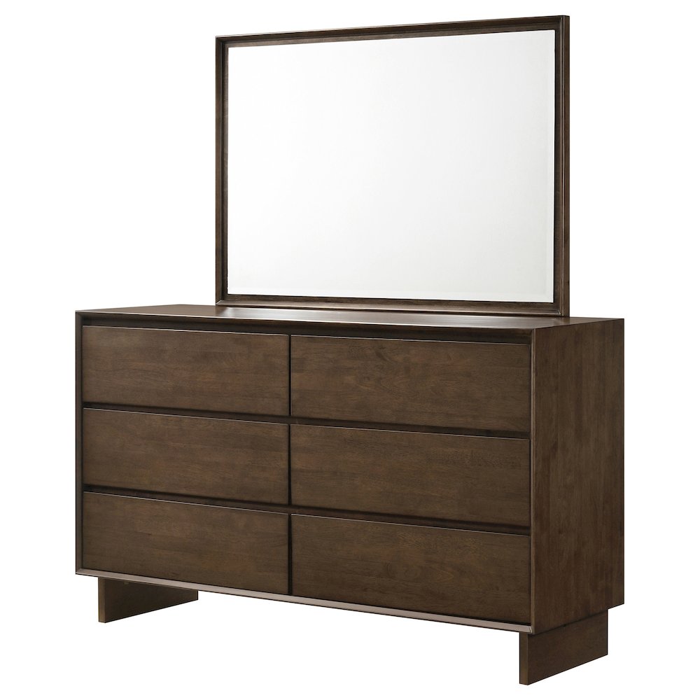 Glenwood 6-drawer Dresser and Mirror Warm Brown. Picture 4