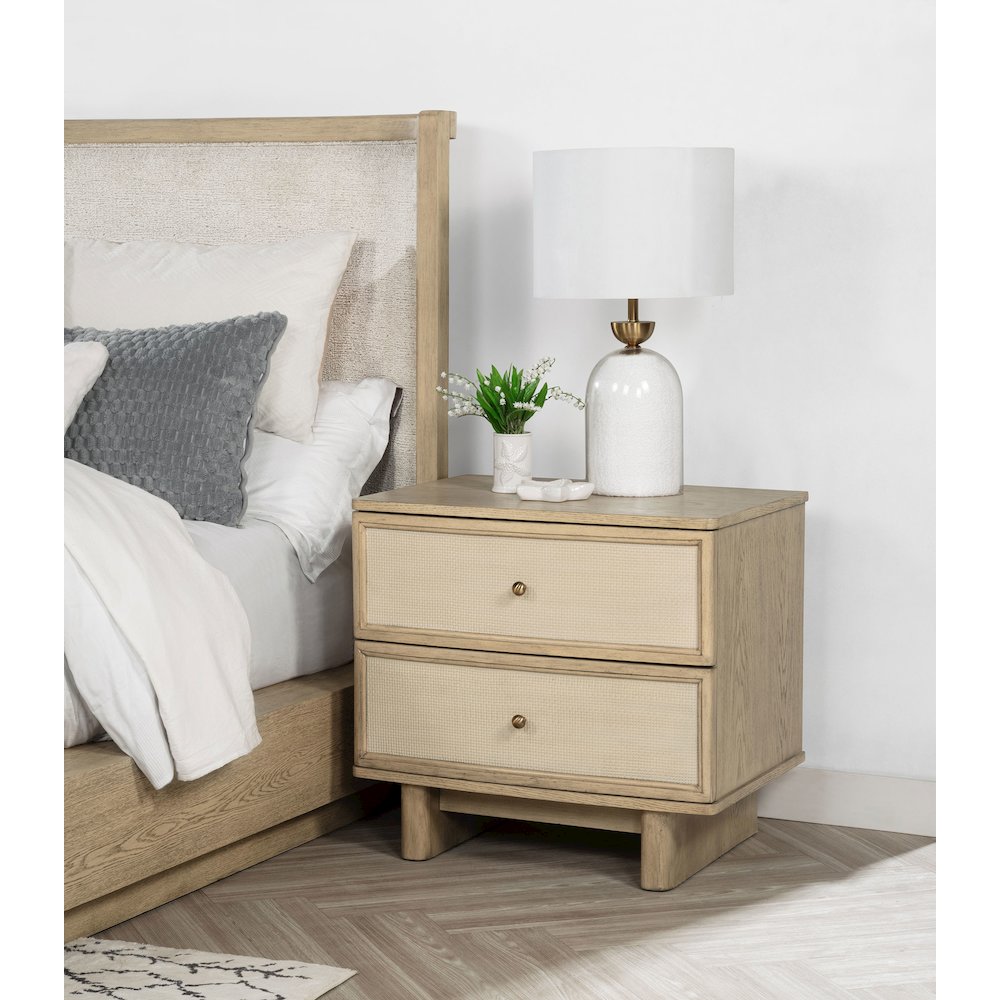 Kailani 2-drawer Nightstand Bedside Table Beige Oak. Picture 11