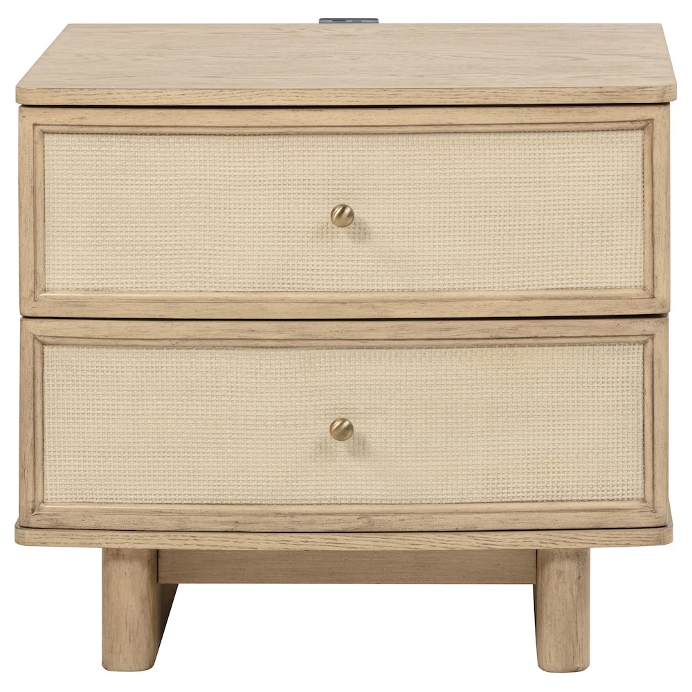 Kailani 2-drawer Nightstand Bedside Table Beige Oak. Picture 3