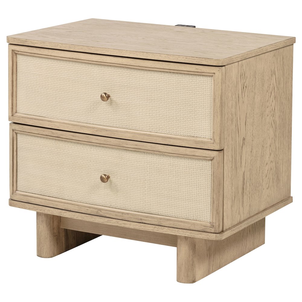 Kailani 2-drawer Nightstand Bedside Table Beige Oak. Picture 4