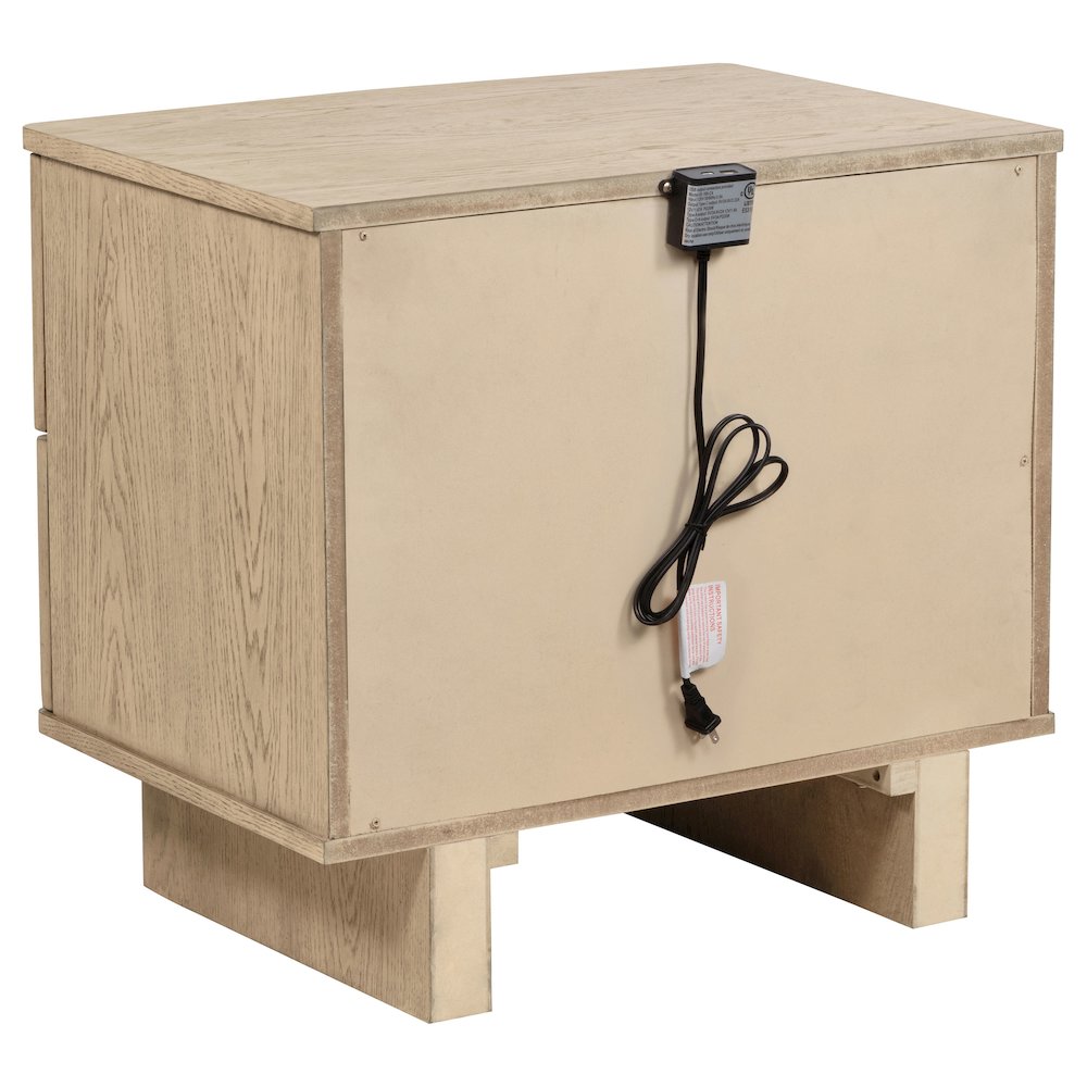 Kailani 2-drawer Nightstand Bedside Table Beige Oak. Picture 6
