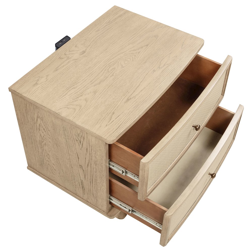 Kailani 2-drawer Nightstand Bedside Table Beige Oak. Picture 13