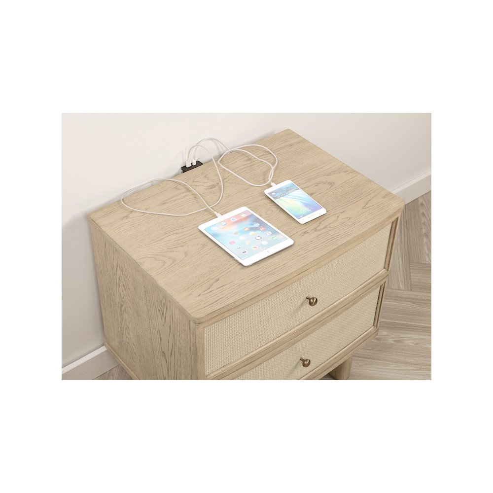 Kailani 2-drawer Nightstand Bedside Table Beige Oak. Picture 14