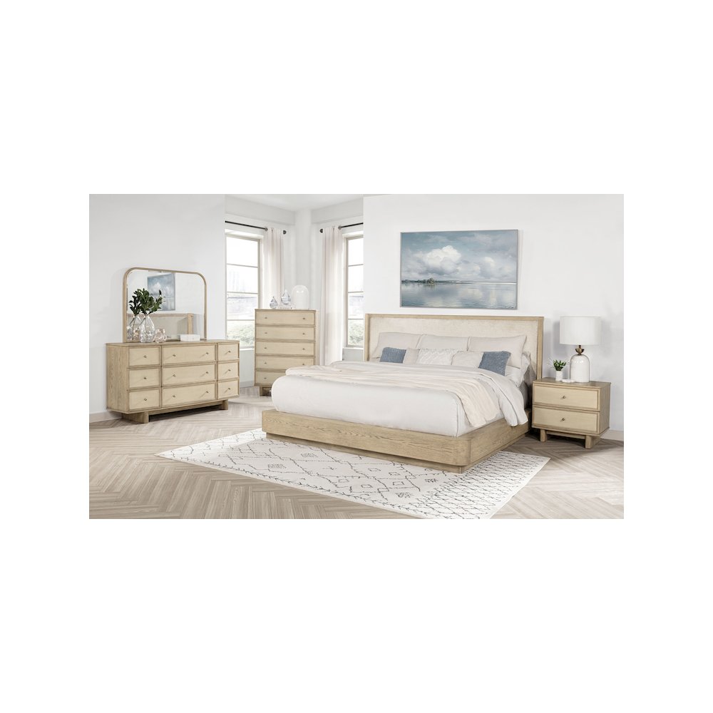 Kailani 2-drawer Nightstand Bedside Table Beige Oak. Picture 10