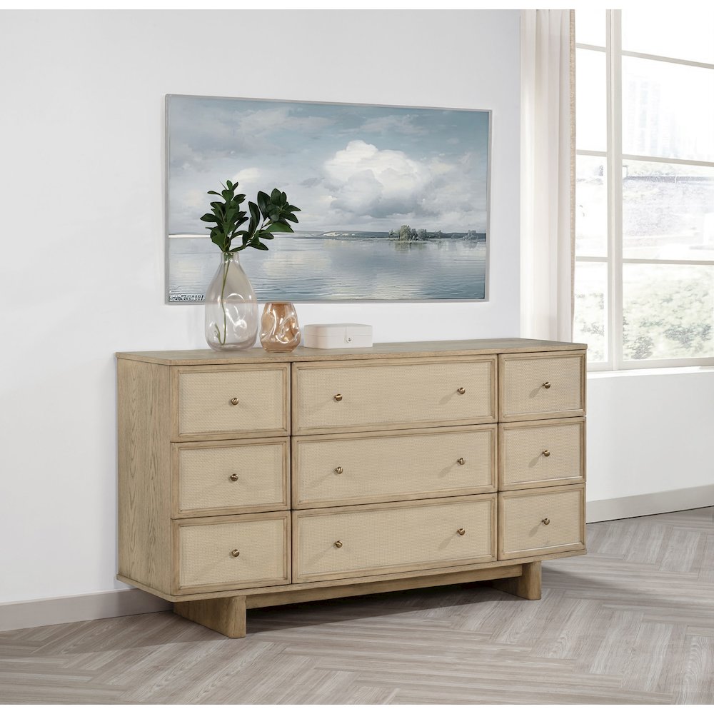 Kailani 9-drawer Dresser Cabinet Beige Oak. Picture 10