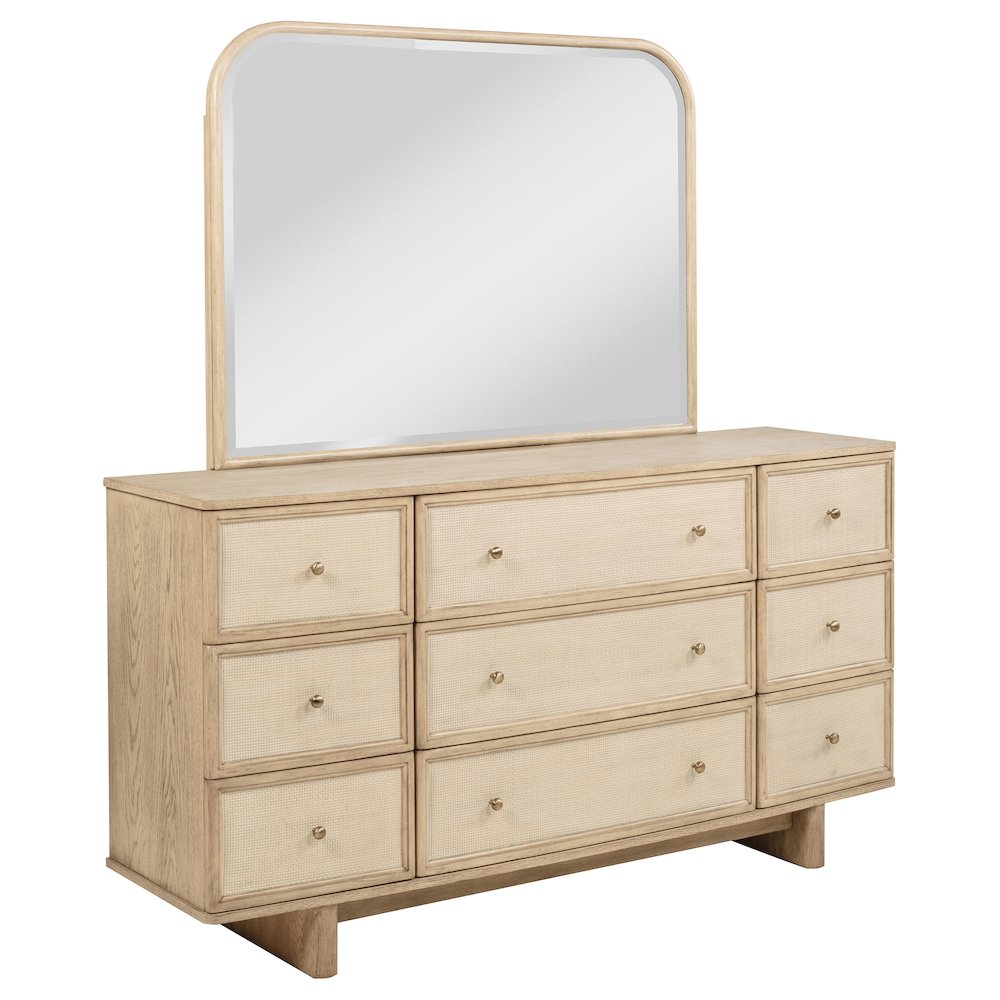 Kailani 9-drawer Dresser and Mirror Beige Oak. Picture 1