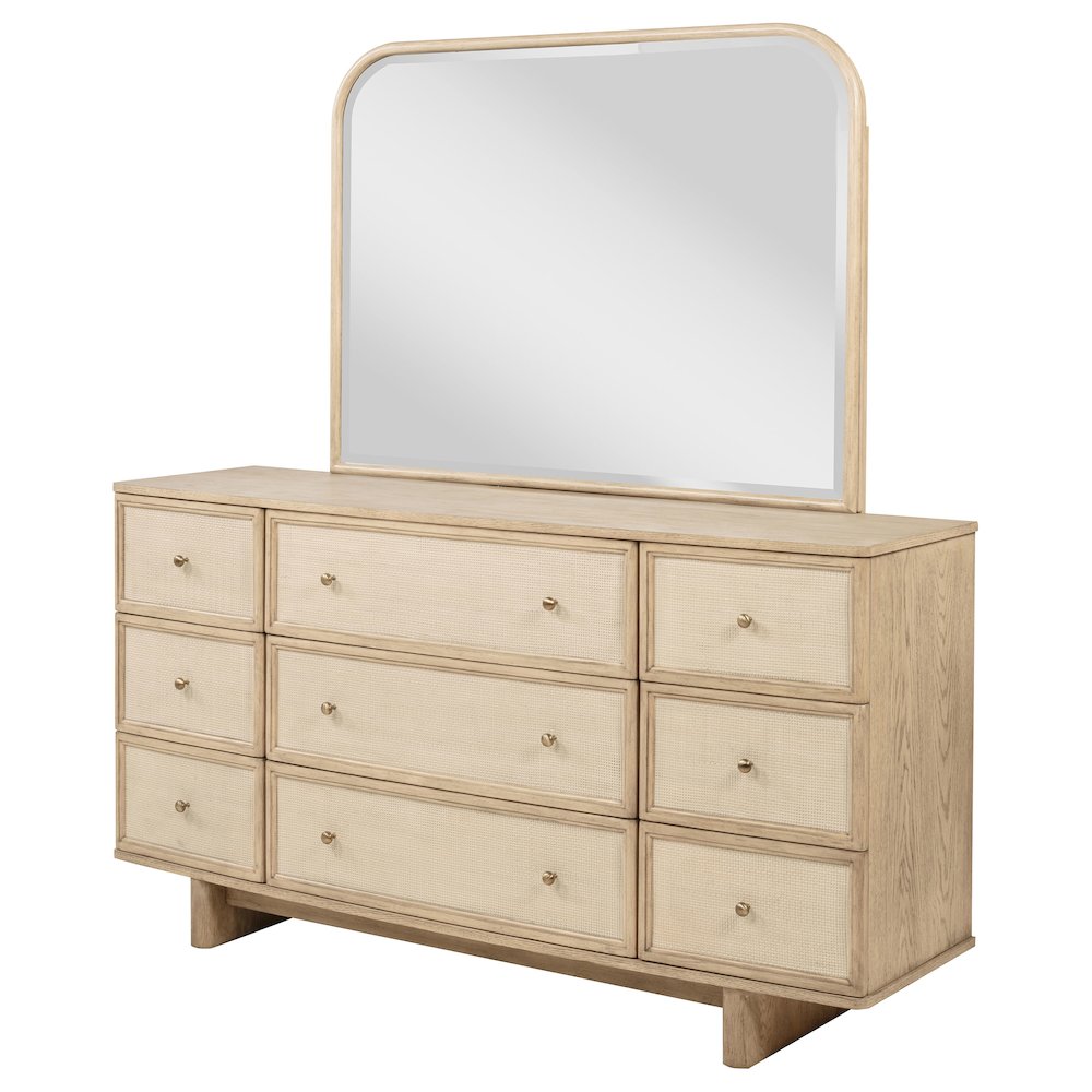Kailani 9-drawer Dresser and Mirror Beige Oak. Picture 4