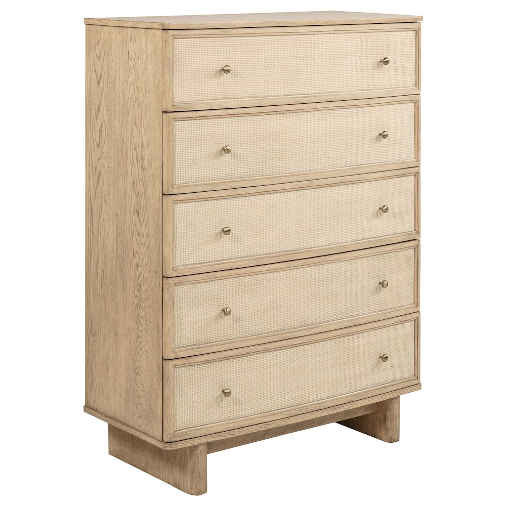 Kailani 5-drawer Bedroom Chest of Drawers Beige Oak. Picture 1