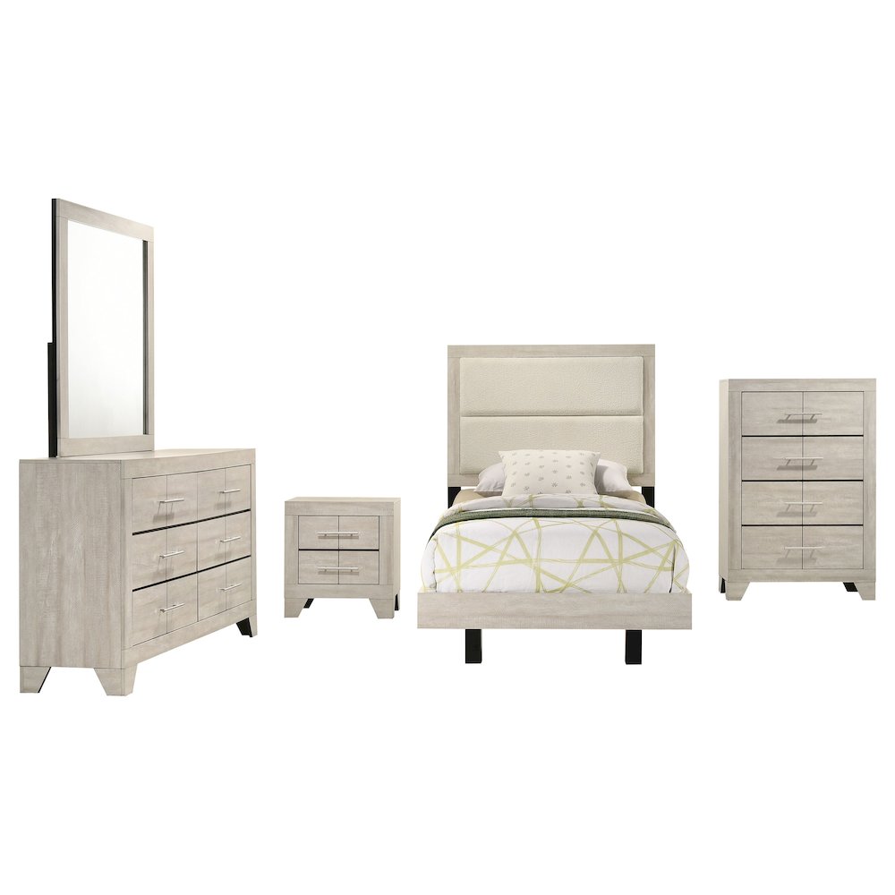 Trenton 5-piece Twin Bedroom Set Rustic Cream. Picture 2