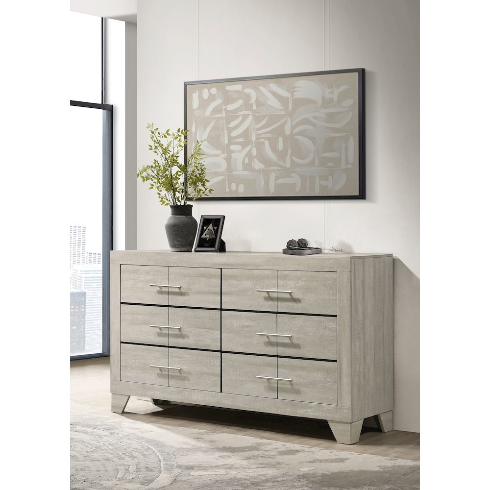 Trenton 6-drawer Bedroom Dresser Rustic Cream. Picture 2