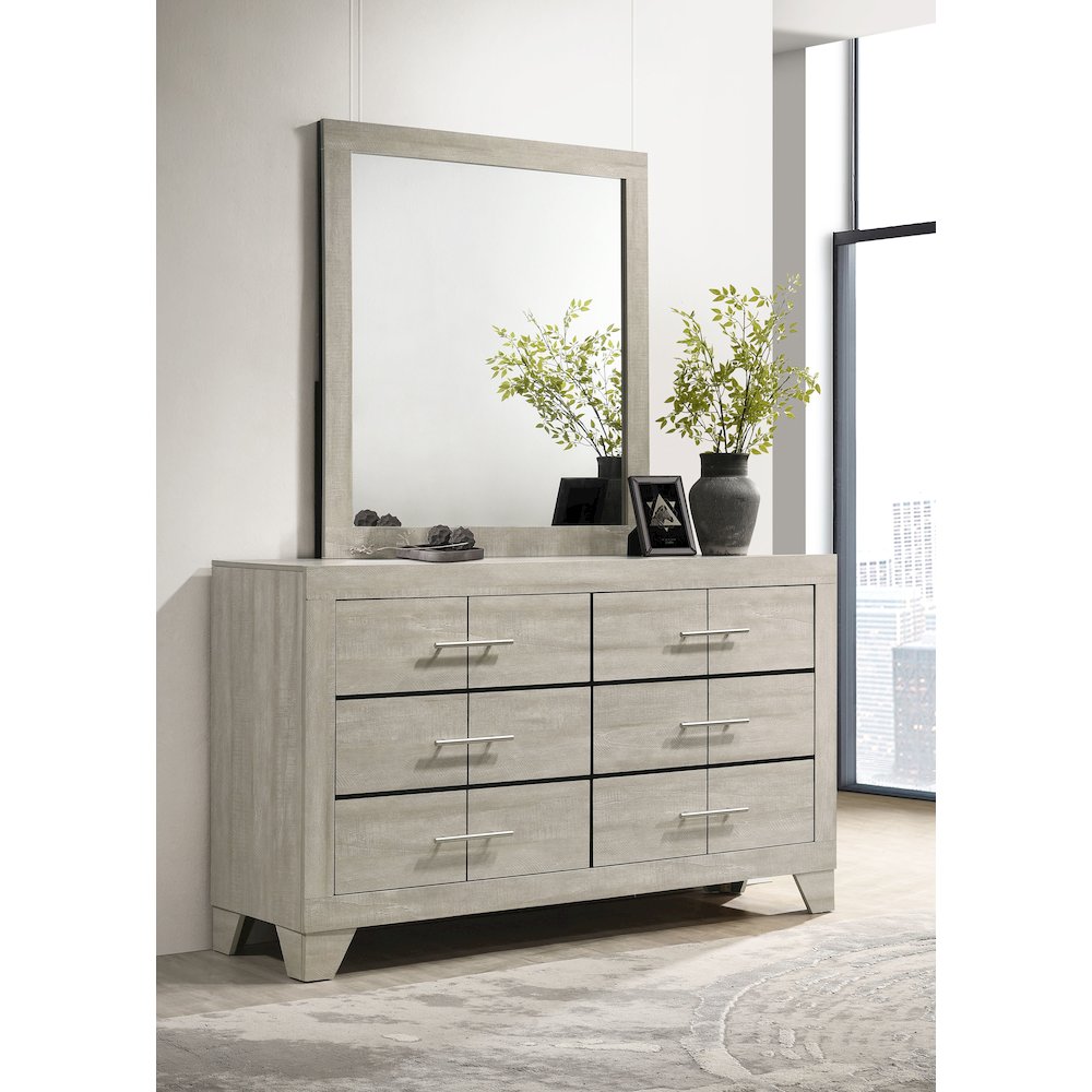 Trenton 6-drawer Bedroom Dresser With Mirror Rustic Cream. Picture 2