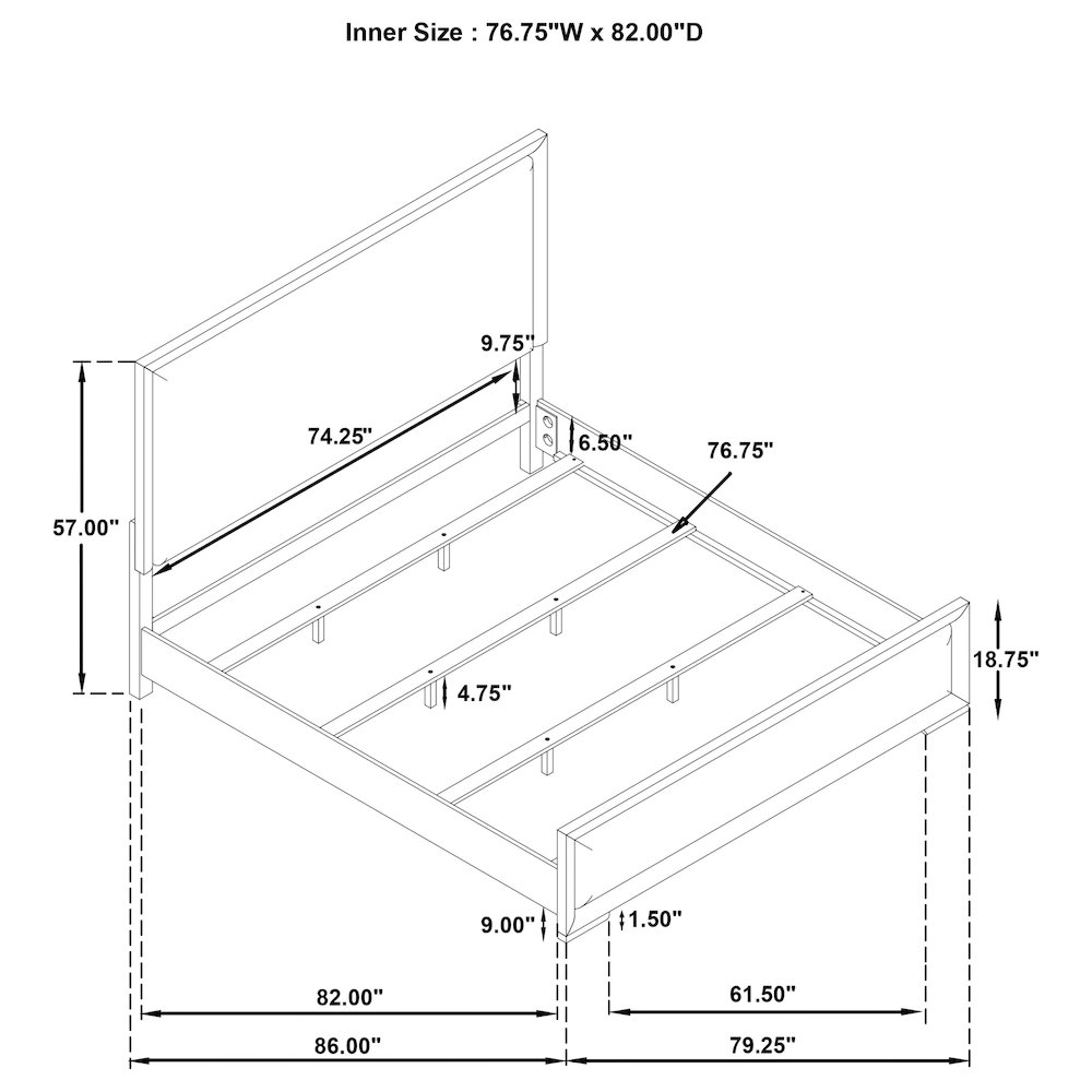 Gracemont 57-inch Eastern King Panel Bed Grey and White. Picture 11