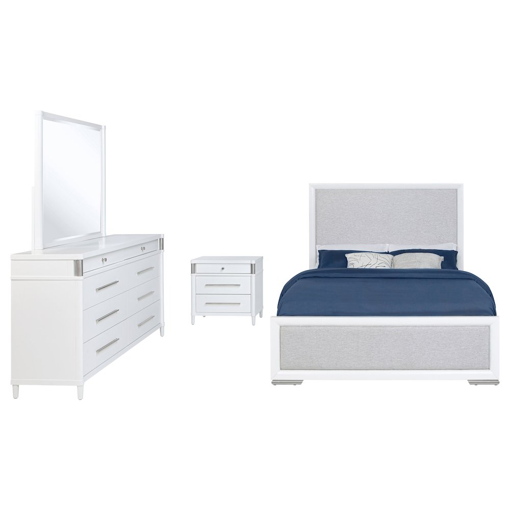 Gracemont 4-piece California King Bedroom Set White. Picture 1
