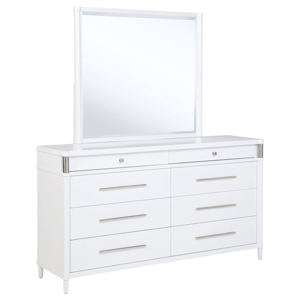 Gracemont 8-drawer Bedroom Dresser with Mirror White. Picture 1