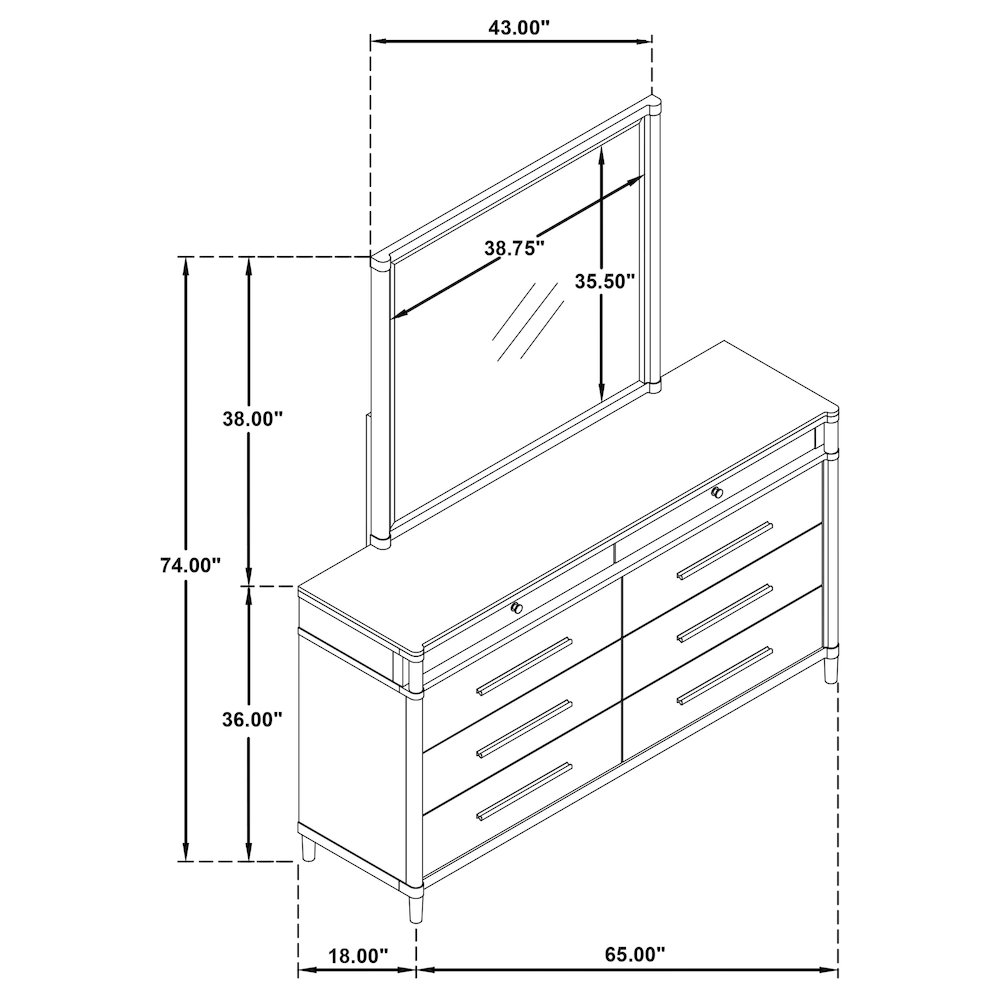 Gracemont 8-drawer Bedroom Dresser with Mirror White. Picture 14