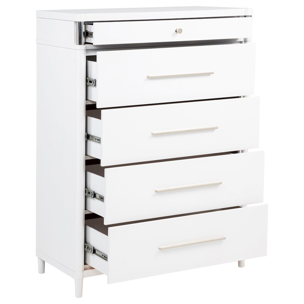 Gracemont 5-drawer Bedroom Chest of Drawers White. Picture 10