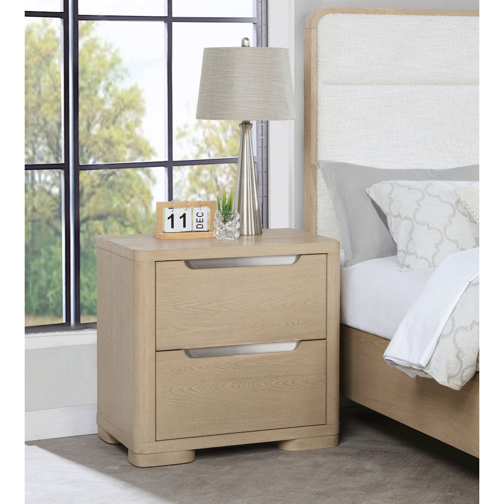 Ladera 2-drawer Nightstand Bedside Table Light Elm. Picture 2