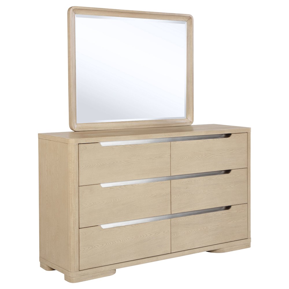 Ladera 6-drawer Bedroom Dresser and Mirror Light Elm. Picture 1