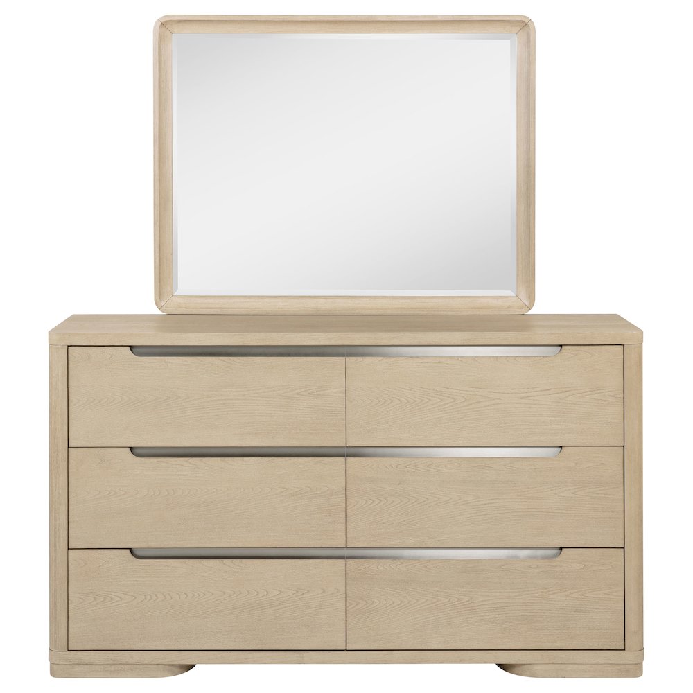 Ladera 6-drawer Bedroom Dresser and Mirror Light Elm. Picture 3