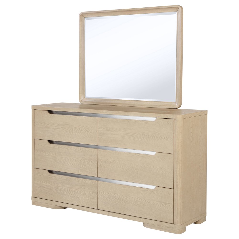 Ladera 6-drawer Bedroom Dresser and Mirror Light Elm. Picture 4