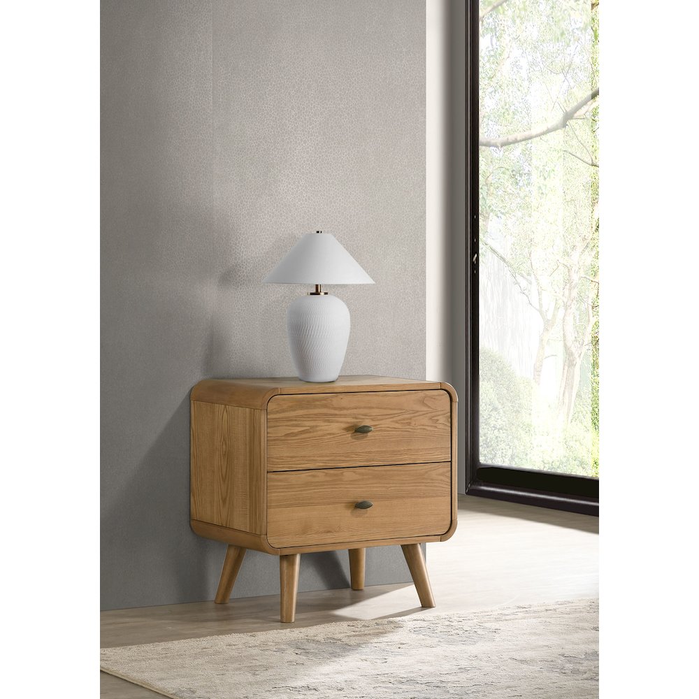 Robyn 2-drawer Nightstand Bedside Table Light Ash. Picture 2