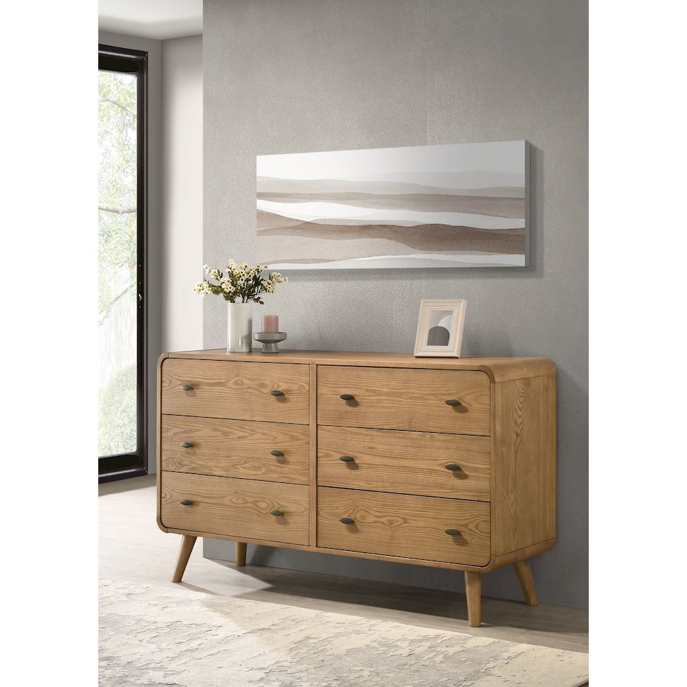Robyn 6-drawer Dresser with Mirror Light Ash. Picture 2