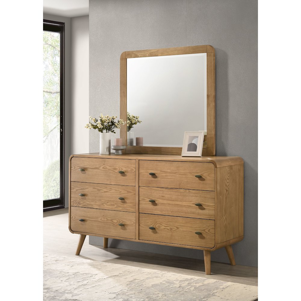 Robyn 6-drawer Bedroom Dresser and Mirror Light Ash. Picture 2