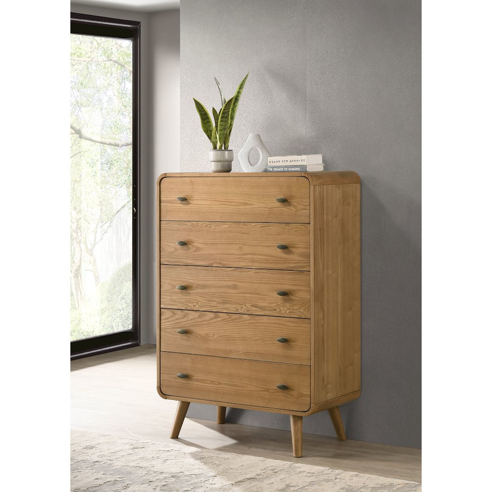 Robyn 5-drawer Bedroom Chest of Drawers Light Ash. Picture 2
