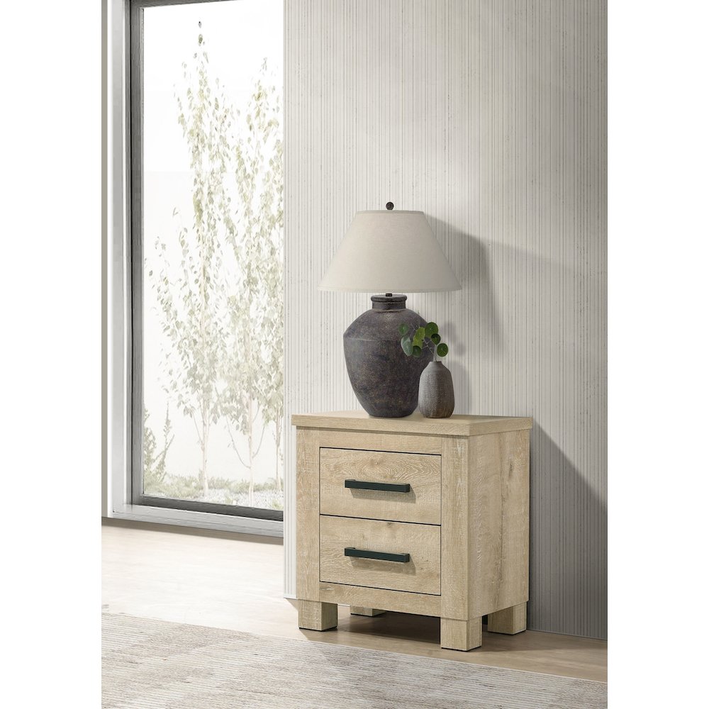Oakglen 2-drawer Nightstand Bedside Table Weathered Oak. Picture 2
