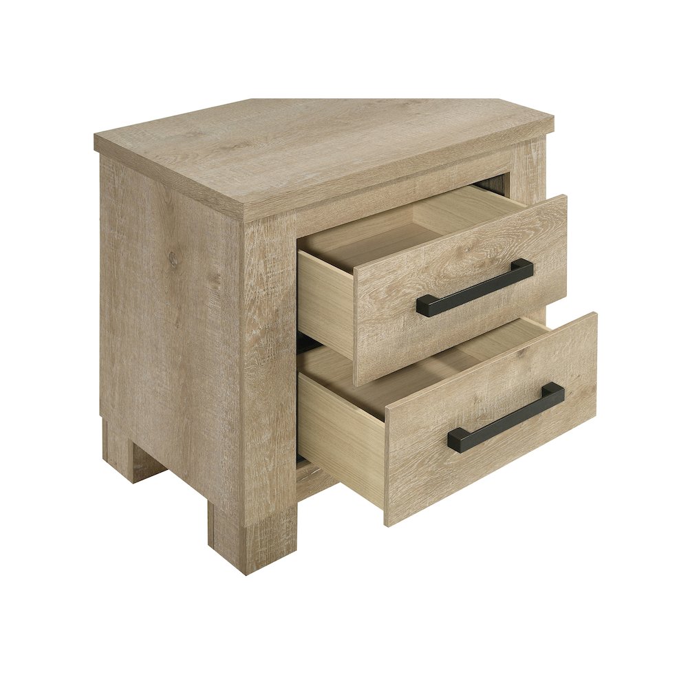 Oakglen 2-drawer Nightstand Bedside Table Weathered Oak. Picture 10