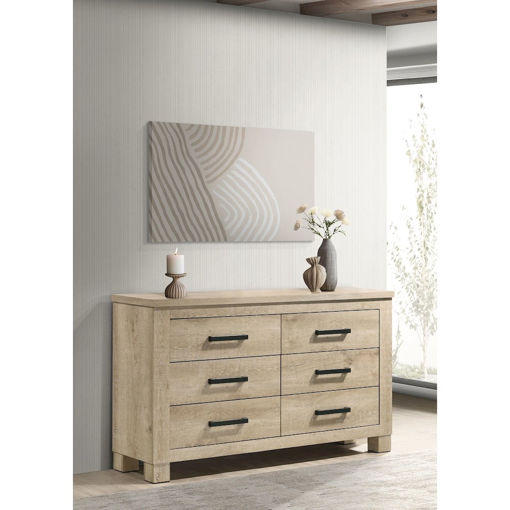 Oakglen 6-drawer Bedroom Dresser Weathered Oak. Picture 2