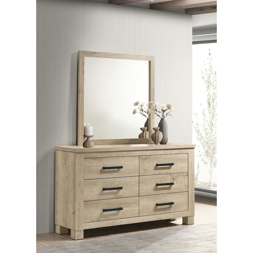 Oakglen 6-drawer Bedroom Dresser and Mirror Weathered Oak. Picture 2