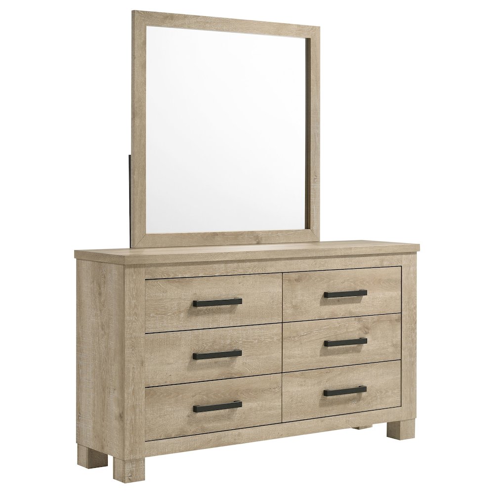 Oakglen 6-drawer Bedroom Dresser and Mirror Weathered Oak. Picture 1