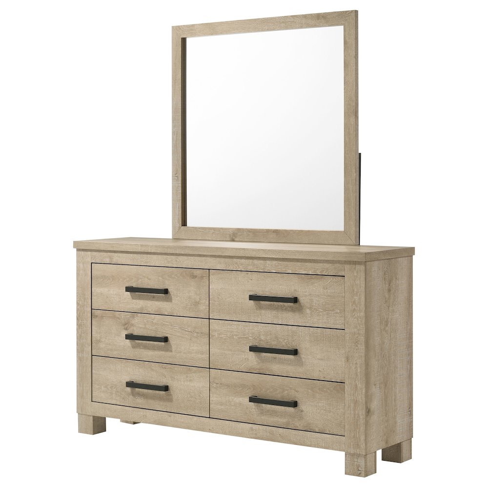 Oakglen 6-drawer Bedroom Dresser and Mirror Weathered Oak. Picture 4