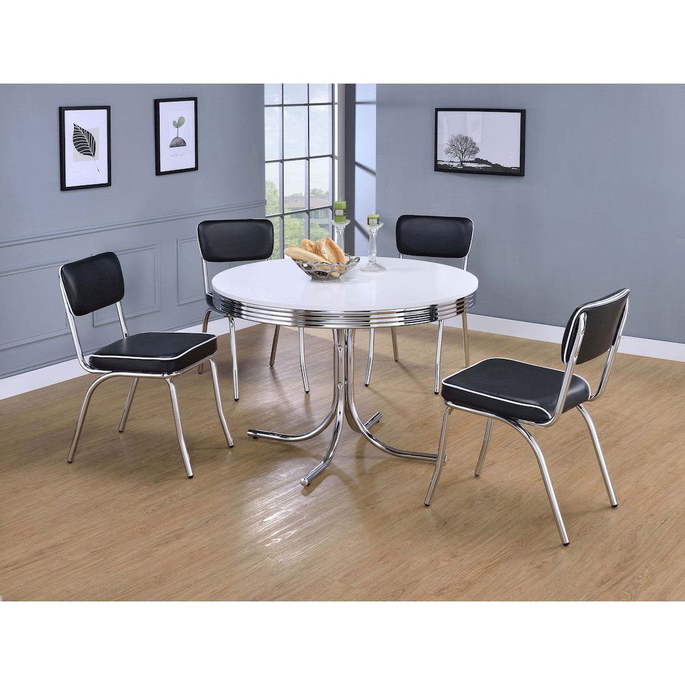 Retro 5-piece Round Dining Table Set White and Black. Picture 6
