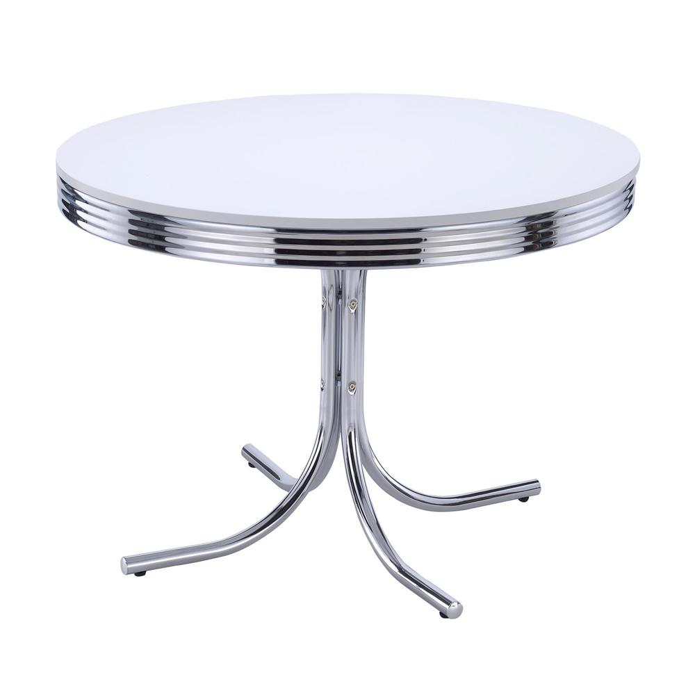 Sleek Round Dining Set Featuring 5 Pieces in Glossy White and Black Finish. Picture 2