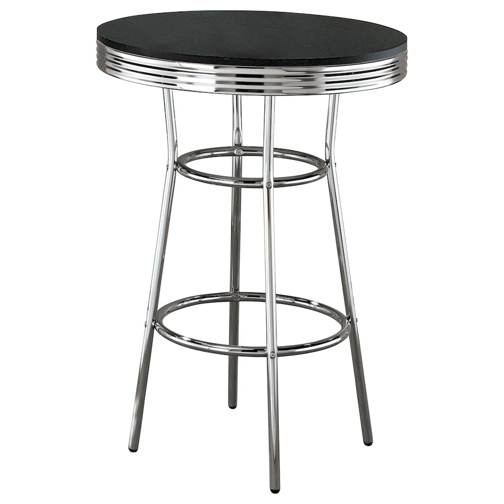 Retro 3-piece Round 1950s Bistro Pub Bar Table Set Black. Picture 3