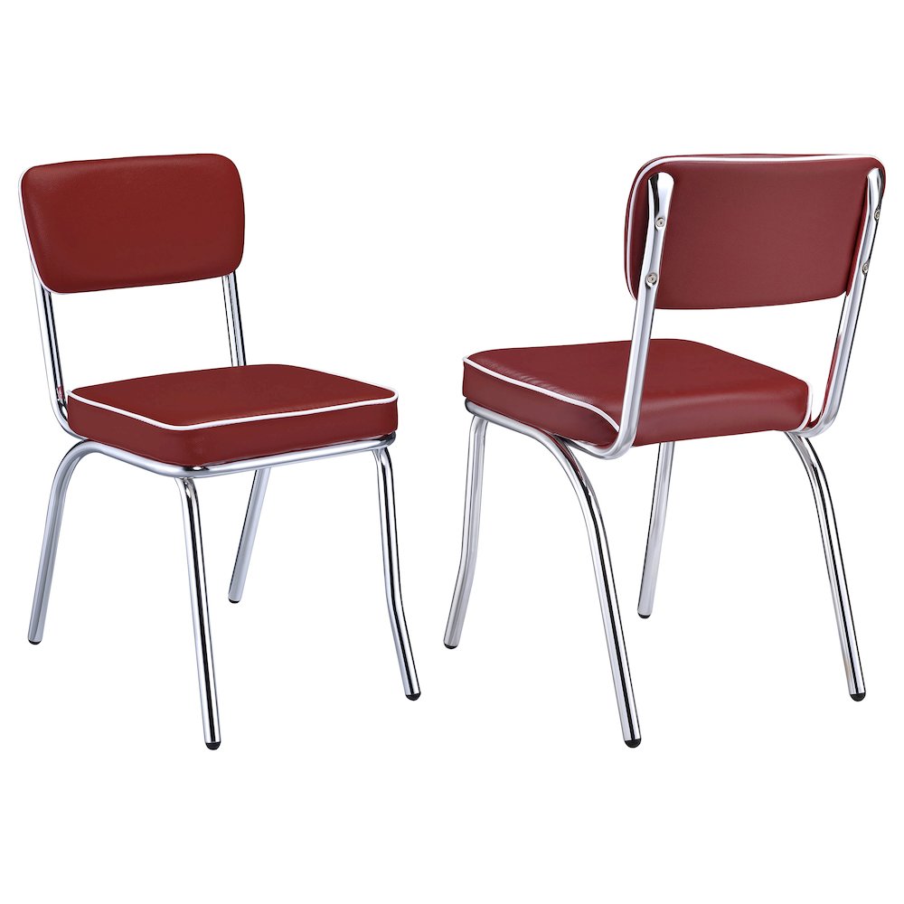Retro Upholstered Dining Side Chair Red (Set of 2). Picture 1