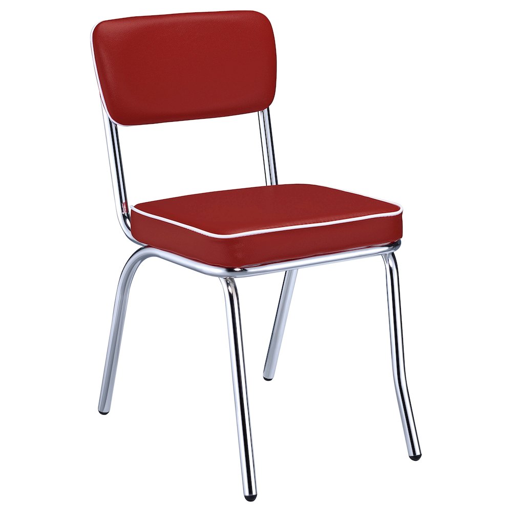 Retro Upholstered Dining Side Chair Red (Set of 2). Picture 3
