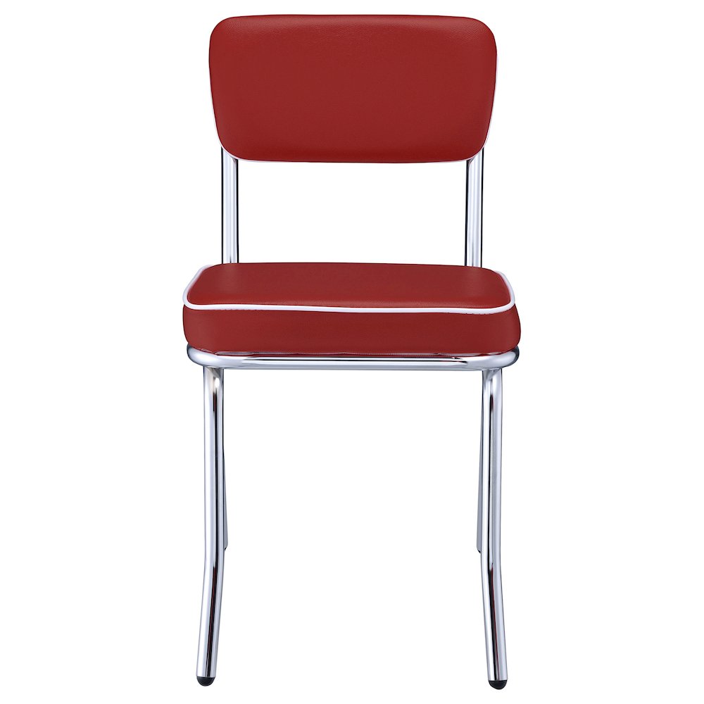 Retro Upholstered Dining Side Chair Red (Set of 2). Picture 4