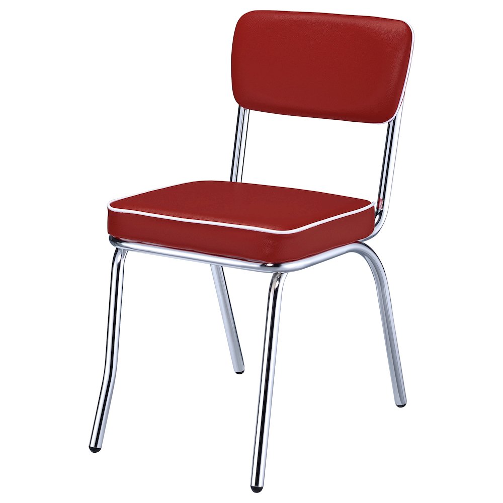 Retro Upholstered Dining Side Chair Red (Set of 2). Picture 5