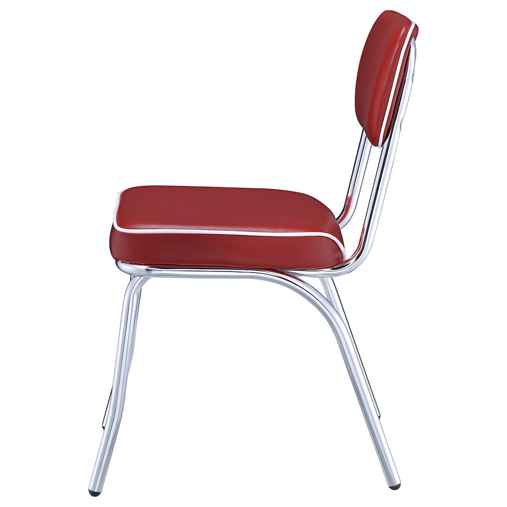 Retro Upholstered Dining Side Chair Red (Set of 2). Picture 6