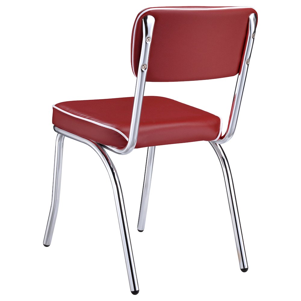 Retro Upholstered Dining Side Chair Red (Set of 2). Picture 7
